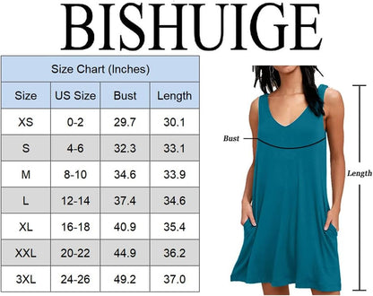 Women'S Casual Swing Summer Dresses V Neck T Shirt Dress Small, Blue